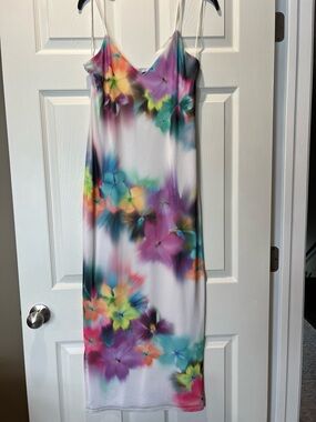 AFRM Multicolor Slip Dress with Pink and Blue Hues